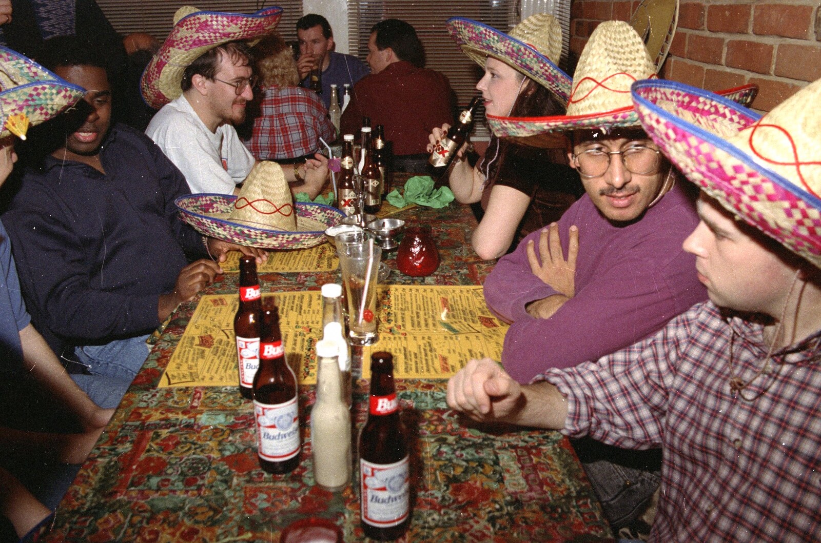 A CISU Night at Los Mexicanos Restaurant, Ipswich - 15th December 1996: Carl, Phil, Raj and Russell