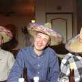 Jon Segger and Nosher, in sombreros, A CISU Night at Los Mexicanos Restaurant, Ipswich - 15th December 1996