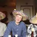 Jon Segger and Nosher, in sombreros, A CISU Night at Los Mexicanos Restaurant, Ipswich - 15th December 1996