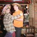 Trevor and Tim have a hug, A CISU Night at Los Mexicanos Restaurant, Ipswich - 15th December 1996