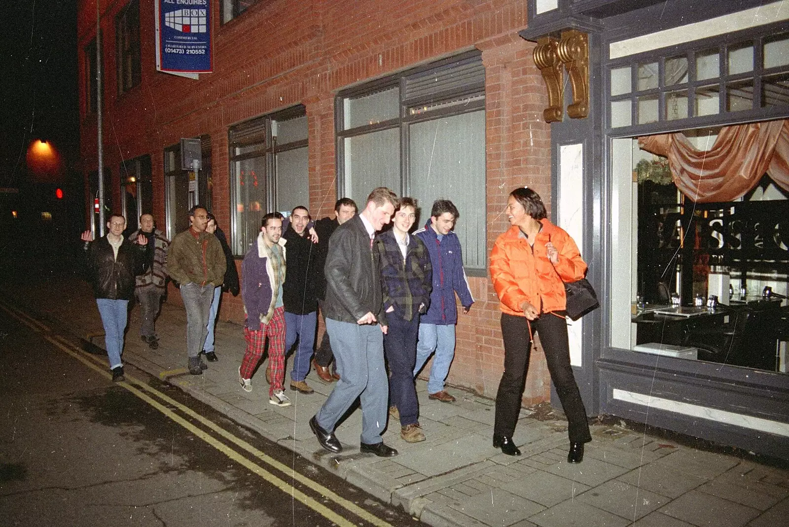 The SCC gang roam the streets of Ipswich, from A CISU Night at Los Mexicanos Restaurant, Ipswich - 15th December 1996