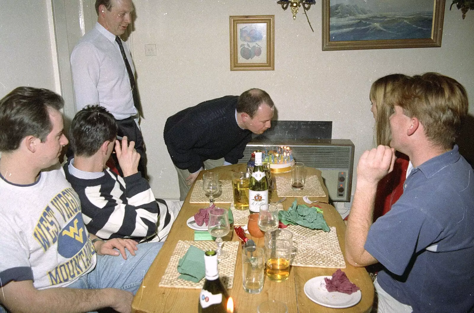 Hamish blows his candles out, from Hamish's Thirtieth Birthday, Hare and Hounds, Sway, Hampshire - 19th December 1996