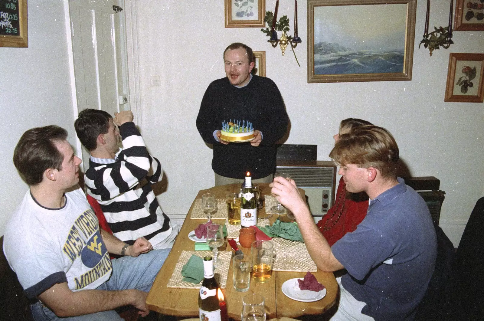 Hamish holds on to his cake, from Hamish's Thirtieth Birthday, Hare and Hounds, Sway, Hampshire - 19th December 1996