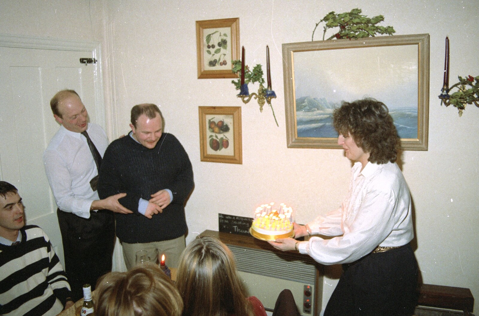 The cake is brought in from Hamish's Thirtieth Birthday, Hare and Hounds, Sway, Hampshire - 19th December 1996