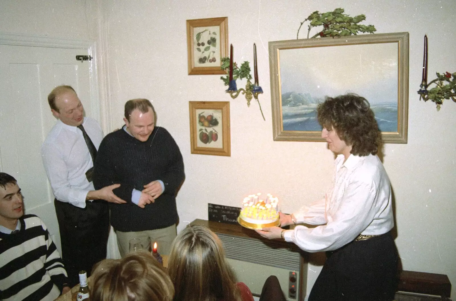 The cake is brought in, from Hamish's Thirtieth Birthday, Hare and Hounds, Sway, Hampshire - 19th December 1996