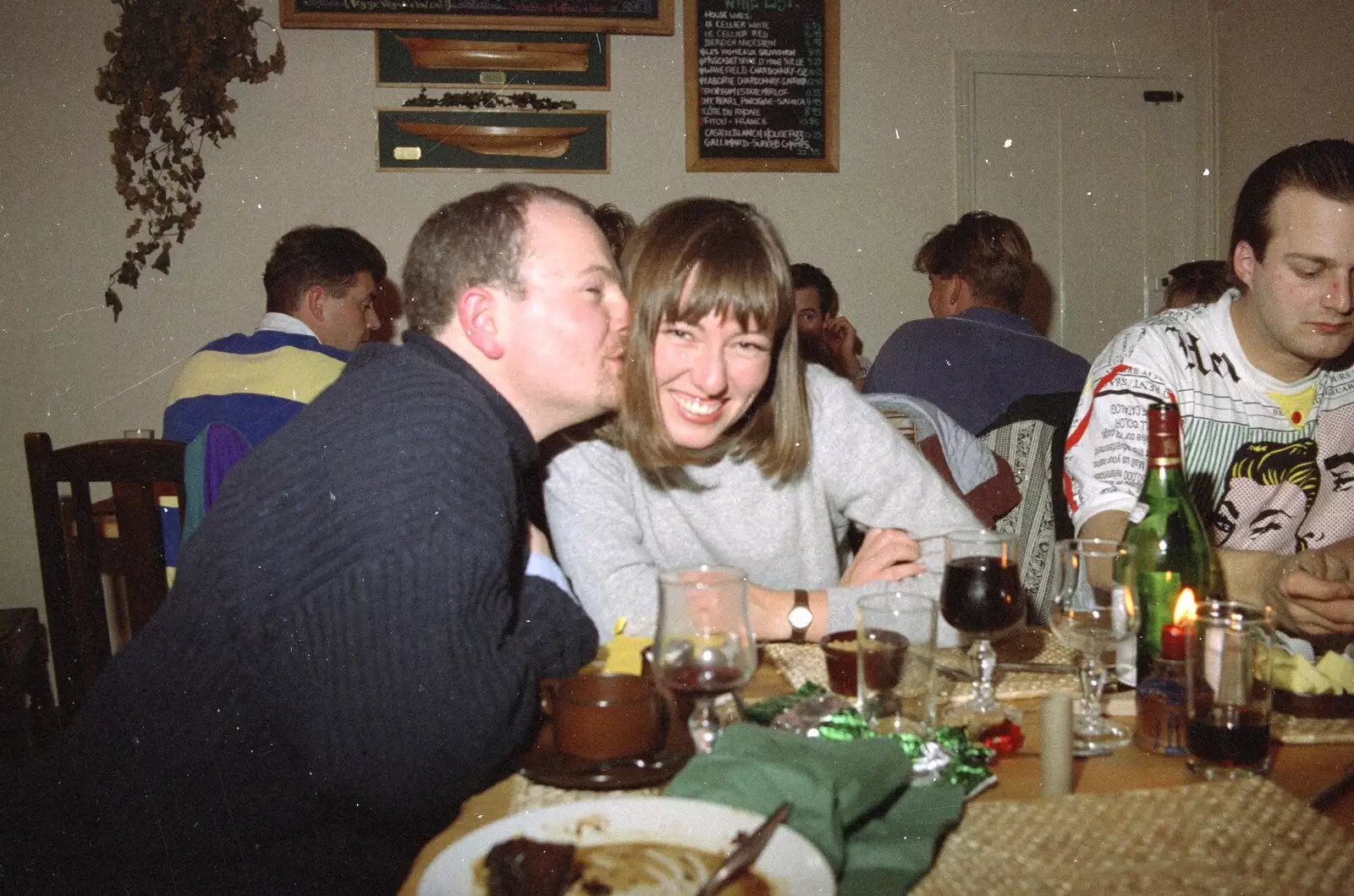 Hamish gives Martin's girlfriend a kiss, from Hamish's Thirtieth Birthday, Hare and Hounds, Sway, Hampshire - 19th December 1996