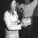 Helen Morton presents a cake to Shane