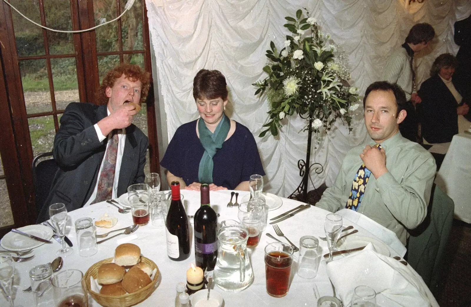 Wavy, Pippa and DH, from The Brome Swan at Graham and Pauline's Wedding, Gissing Hall, Norfolk - 28th April 1997