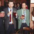 Wavy, Apple and DH in the bar, The Brome Swan at Graham and Pauline's Wedding, Gissing Hall, Norfolk - 28th April 1997