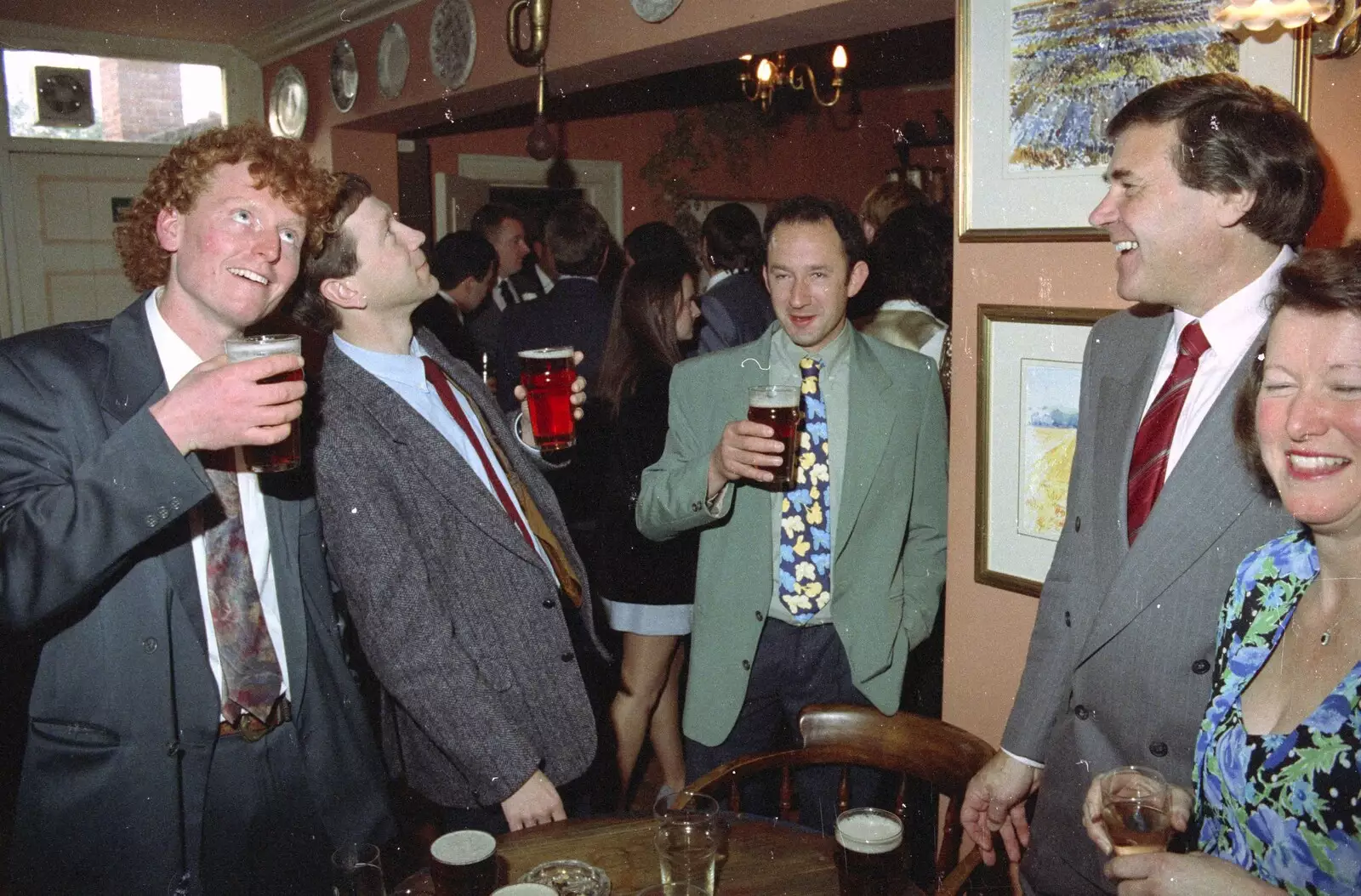 Wavy, Apple, DH, Alan and Sylvia, from The Brome Swan at Graham and Pauline's Wedding, Gissing Hall, Norfolk - 28th April 1997