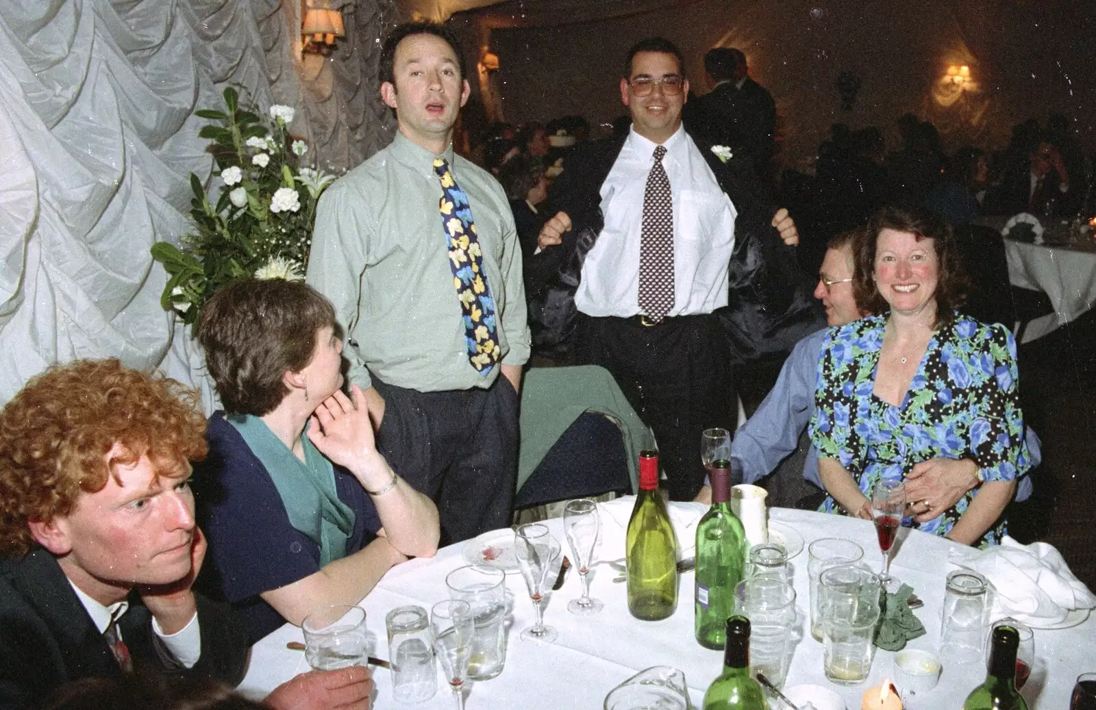 DH, Roger and the Pub Table, from The Brome Swan at Graham and Pauline's Wedding, Gissing Hall, Norfolk - 28th April 1997