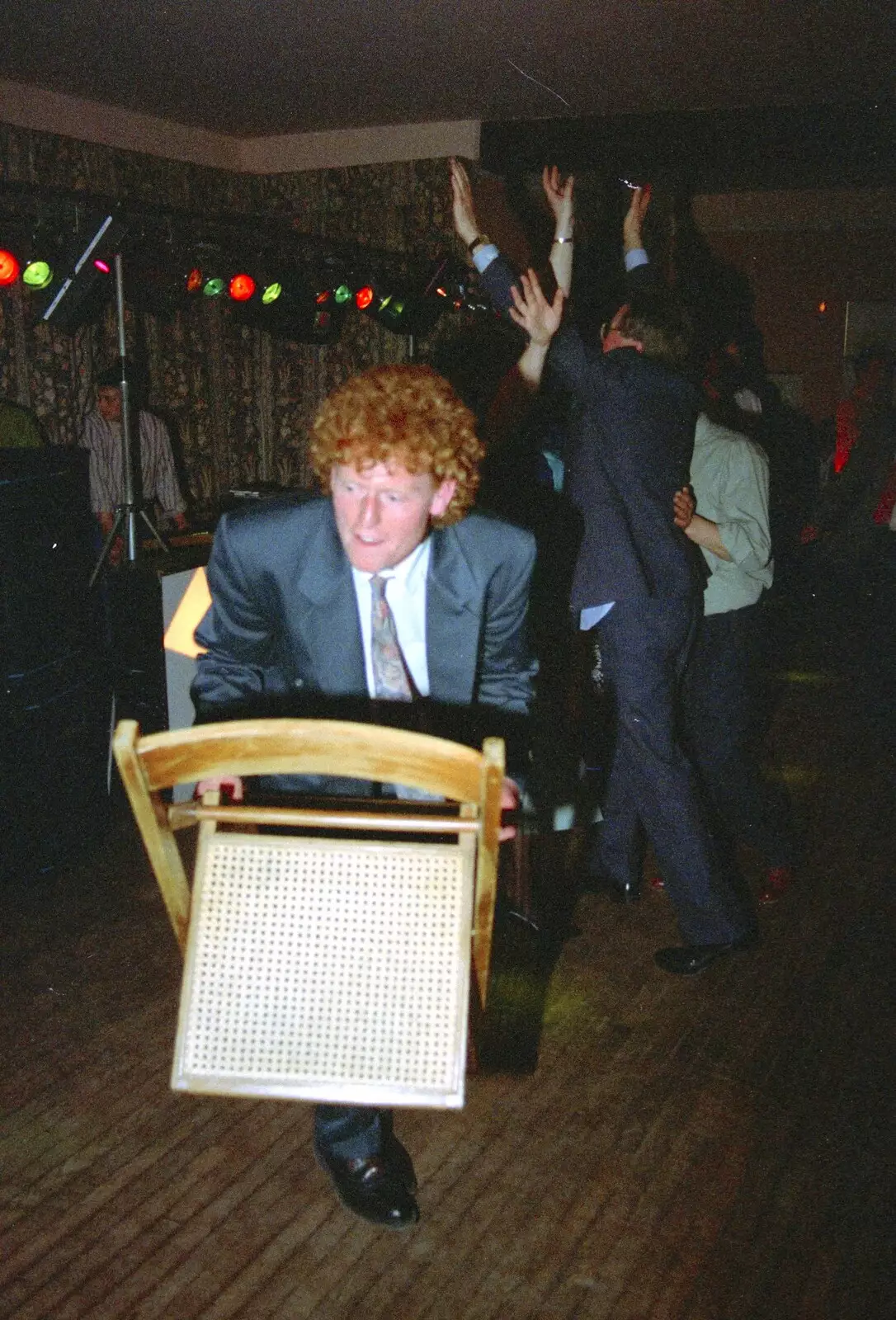 Wavy dances with a chair, from The Brome Swan at Graham and Pauline's Wedding, Gissing Hall, Norfolk - 28th April 1997