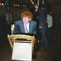 Wavy dances with a chair, The Brome Swan at Graham and Pauline's Wedding, Gissing Hall, Norfolk - 28th April 1997