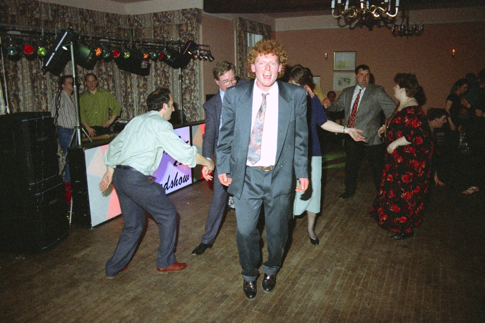 Wavy freaks out (Guns 'n' Roses is probably on) from The Brome Swan at Graham and Pauline's Wedding, Gissing Hall, Norfolk - 28th April 1997