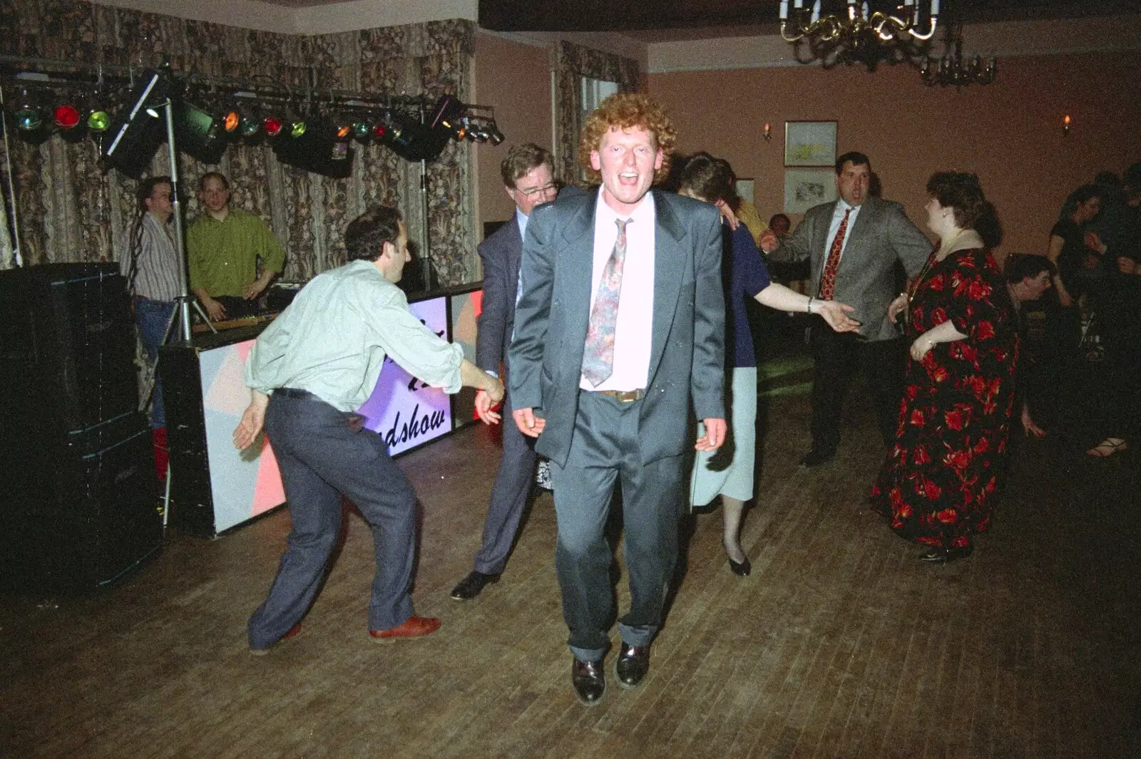 Wavy freaks out (Guns 'n' Roses is probably on), from The Brome Swan at Graham and Pauline's Wedding, Gissing Hall, Norfolk - 28th April 1997