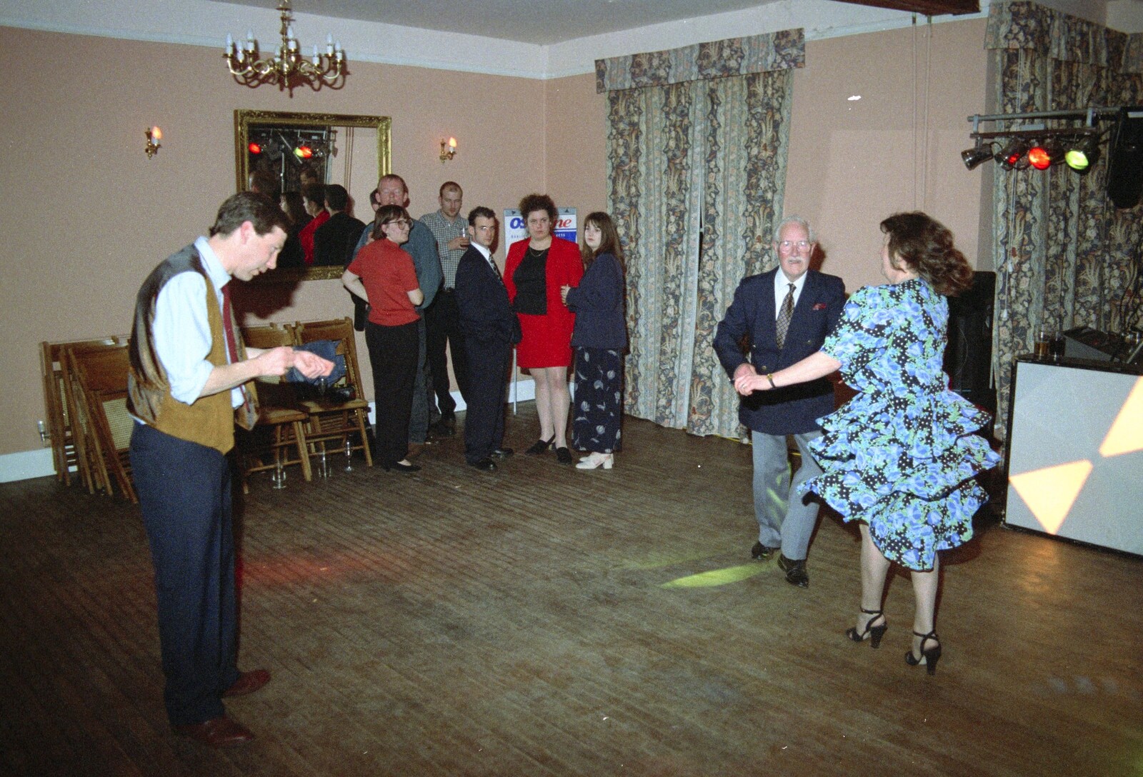 A group eyes the dancers with suspicion from The Brome Swan at Graham and Pauline's Wedding, Gissing Hall, Norfolk - 28th April 1997