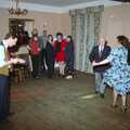 A group eyes the dancers with suspicion, The Brome Swan at Graham and Pauline's Wedding, Gissing Hall, Norfolk - 28th April 1997