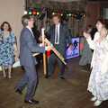 Peter Allen dances with a chair, The Brome Swan at Graham and Pauline's Wedding, Gissing Hall, Norfolk - 28th April 1997