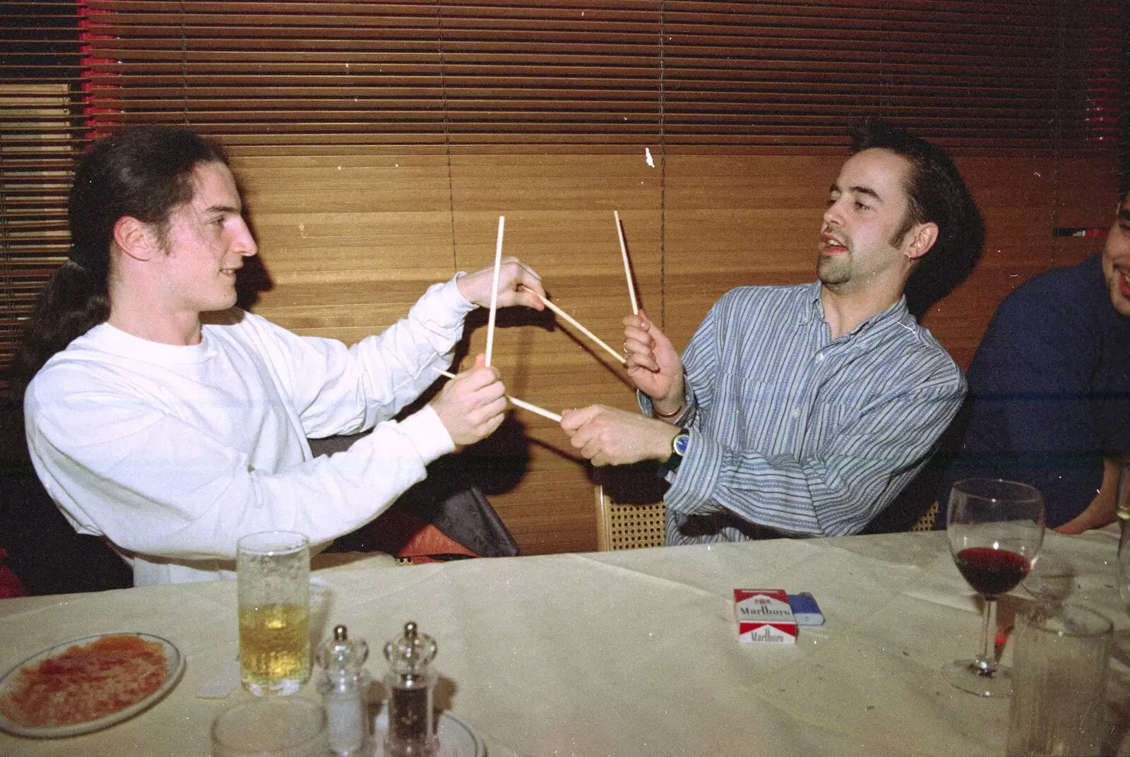 A chopstick fight breaks out, from CISU: A Chinese Restaurant and SCC Sports Day, Ipswich and Norwich - 1st May 1997