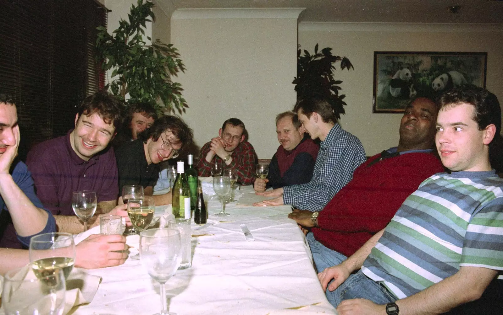 Tim, Phil, Dougie, Brian, Andrew, Carl and Russell, from CISU: A Chinese Restaurant and SCC Sports Day, Ipswich and Norwich - 1st May 1997