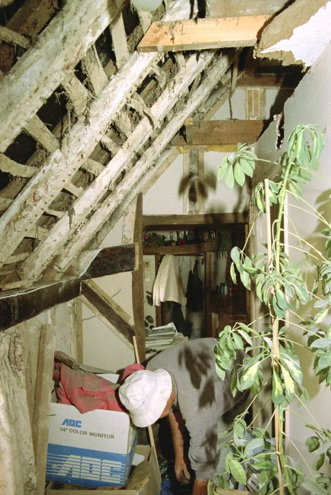 The Old Man roams around on the landing, from Hale-Bopp and Bedroom Demolition, Brome, Suffolk - 10th May 1997