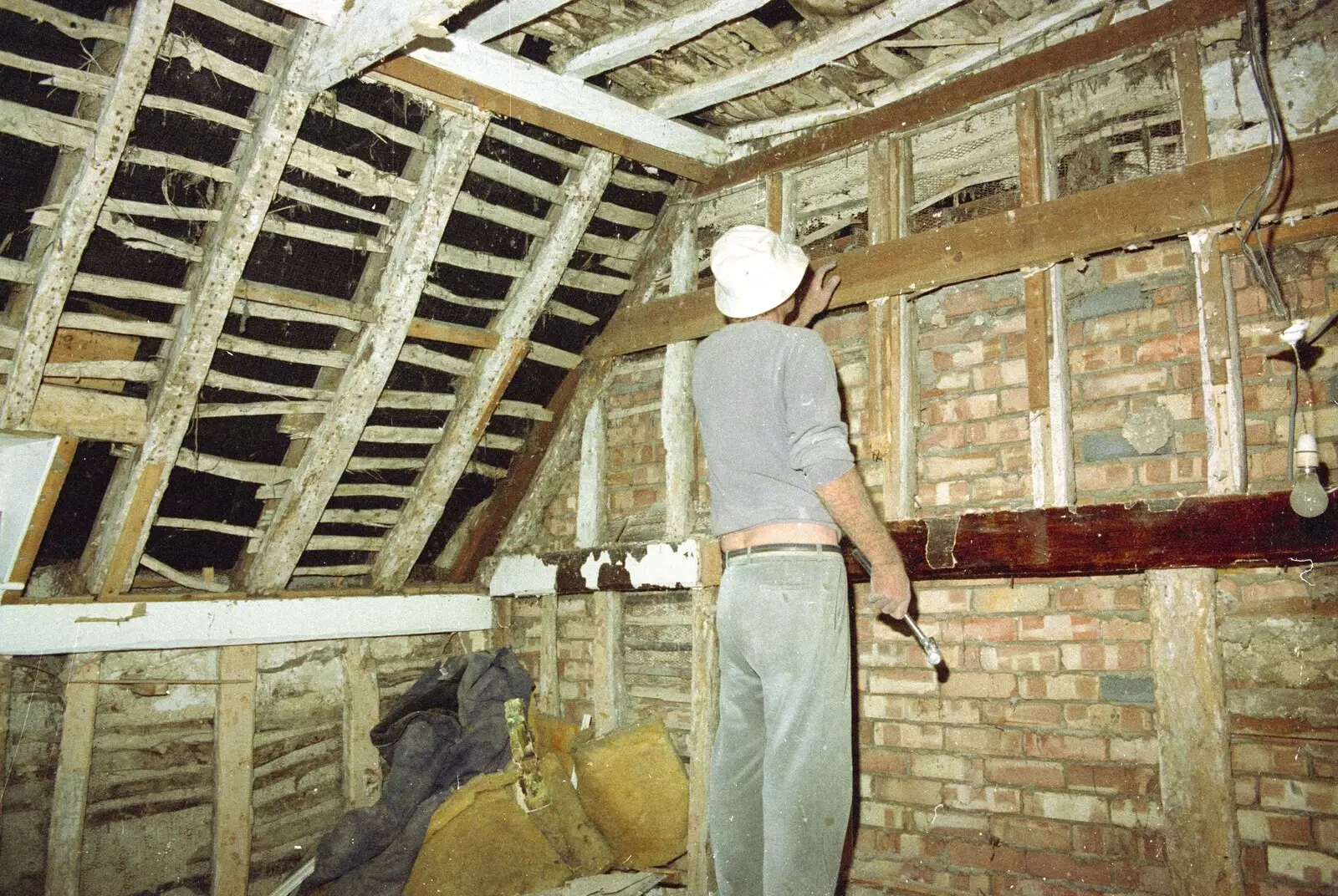 The Old Man pulls some nails out, from Hale-Bopp and Bedroom Demolition, Brome, Suffolk - 10th May 1997