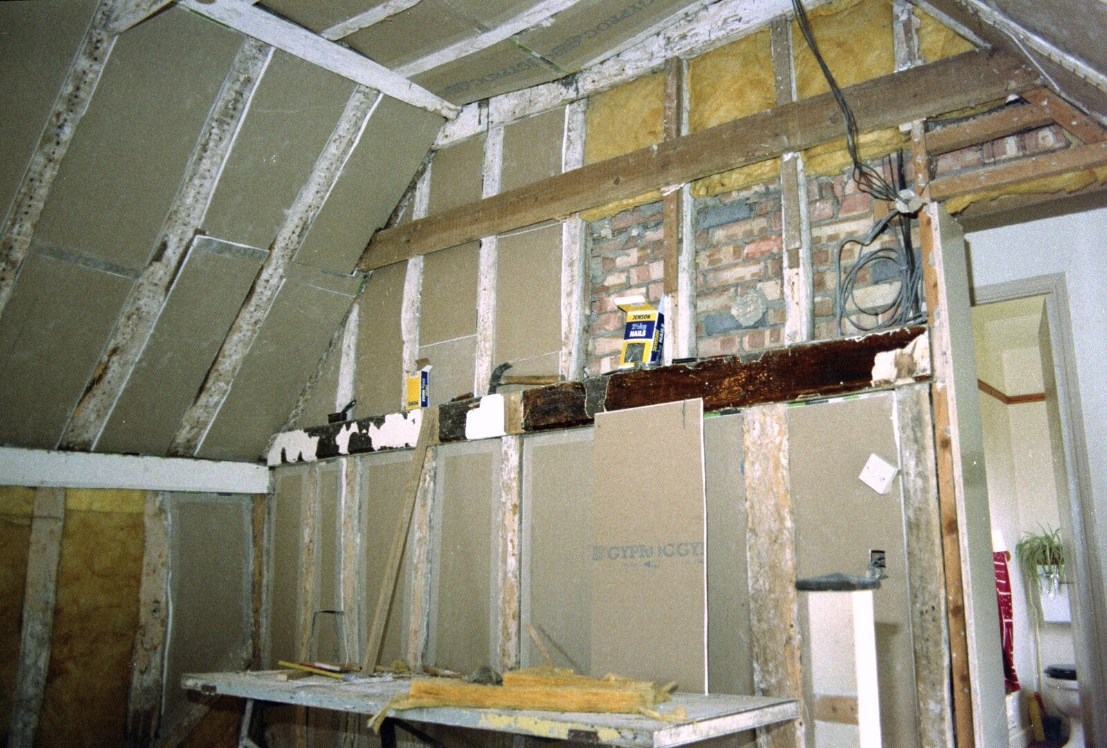 The timbers are boarded up again from Hale-Bopp and Bedroom Demolition, Brome, Suffolk - 10th May 1997