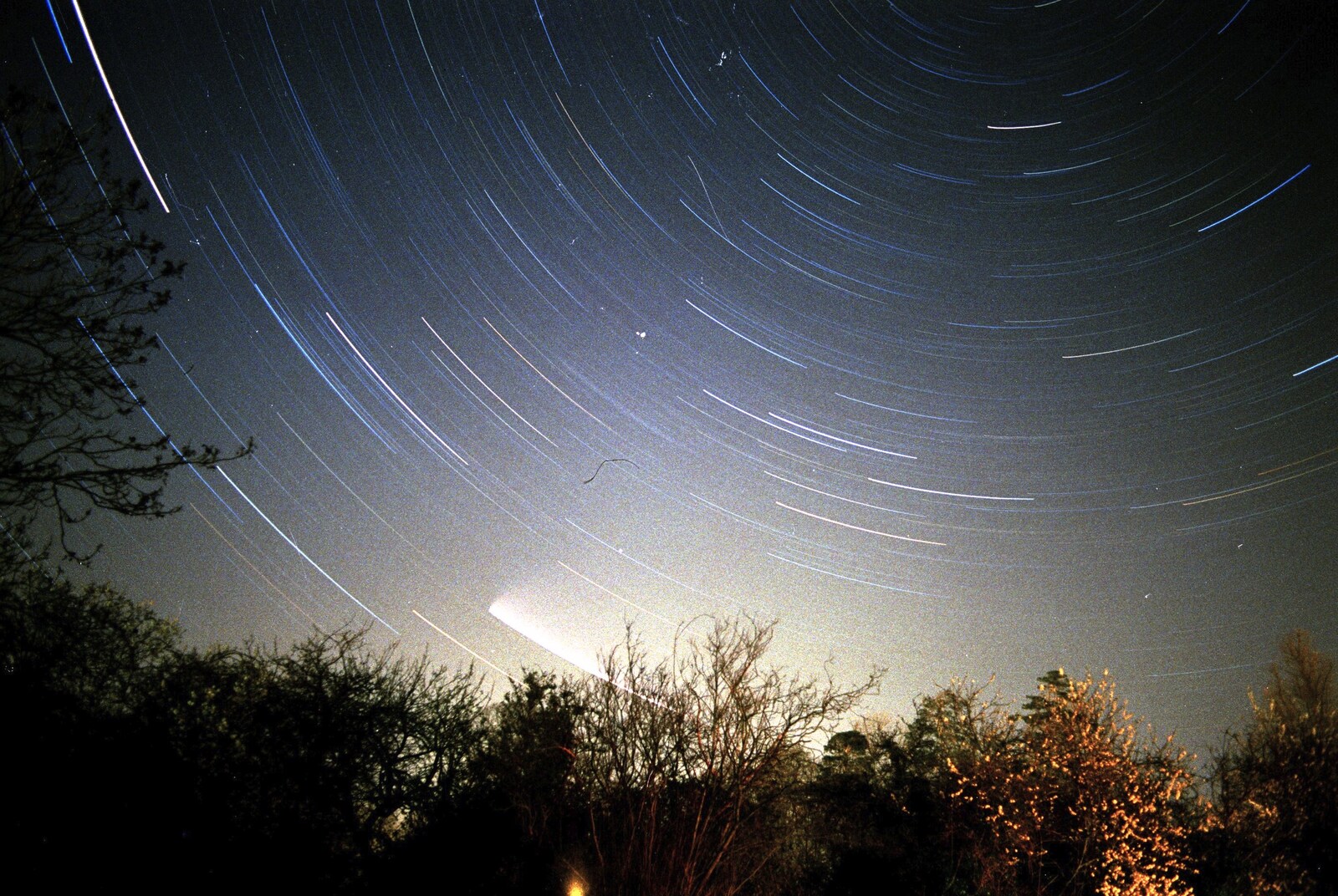 A star trail, width a smudge of comet from Hale-Bopp and Bedroom Demolition, Brome, Suffolk - 10th May 1997