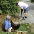 Danny Flint drills a hole in the well cap, Hale-Bopp and Bedroom Demolition, Brome, Suffolk - 10th May 1997