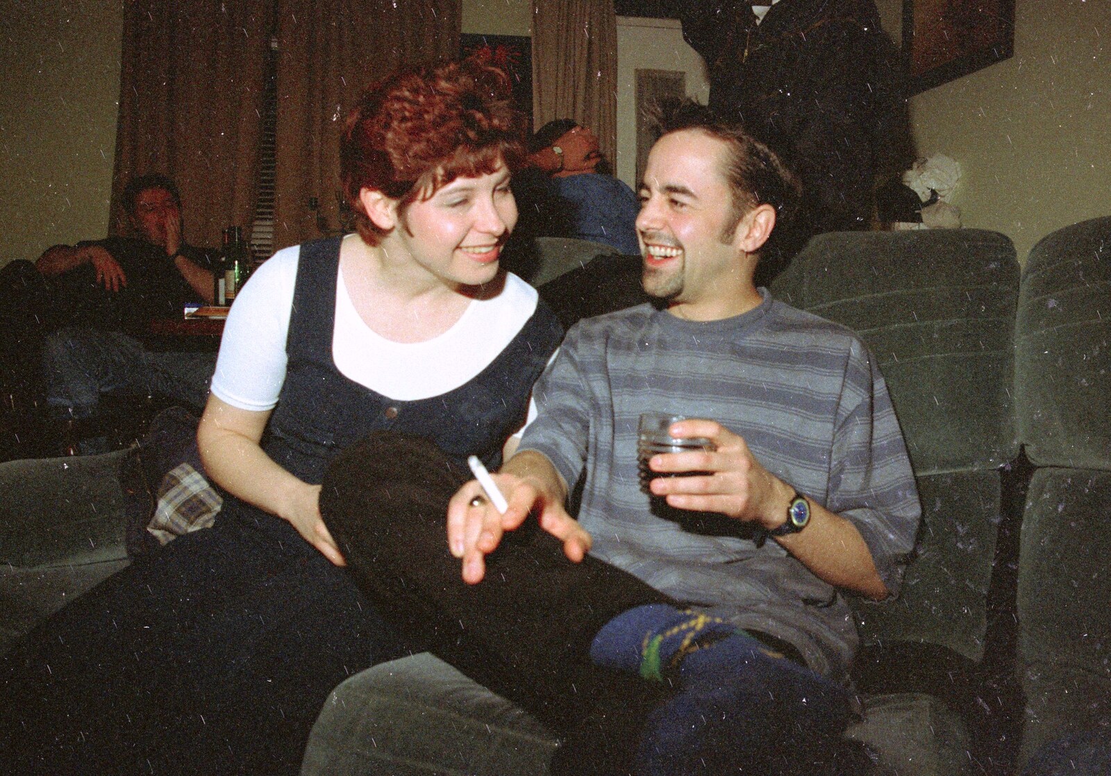 A CISU Party Round Trev's House, Cavendish Street, Ipswich - 17th May 1997: Lisa and Trev discuss the day's events