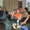 Orhan gives the victory/peace sign, A CISU Party Round Trev's House, Cavendish Street, Ipswich - 17th May 1997