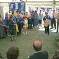 Dan Gaul does a bit of a presentation, CISU do 'Internet-in-a-field', Suffolk Show, Ipswich - May 21st 1997