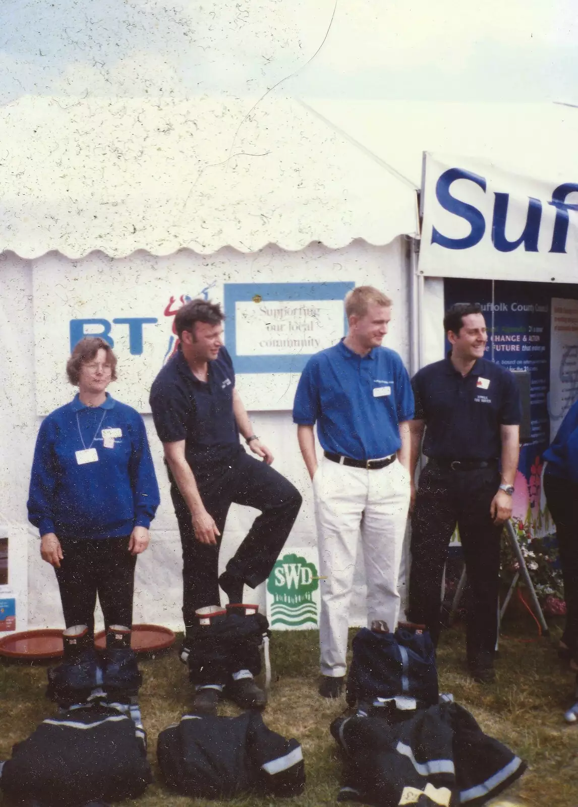 Nosher with the fire service, from CISU do 'Internet-in-a-field', Suffolk Show, Ipswich - May 21st 1997