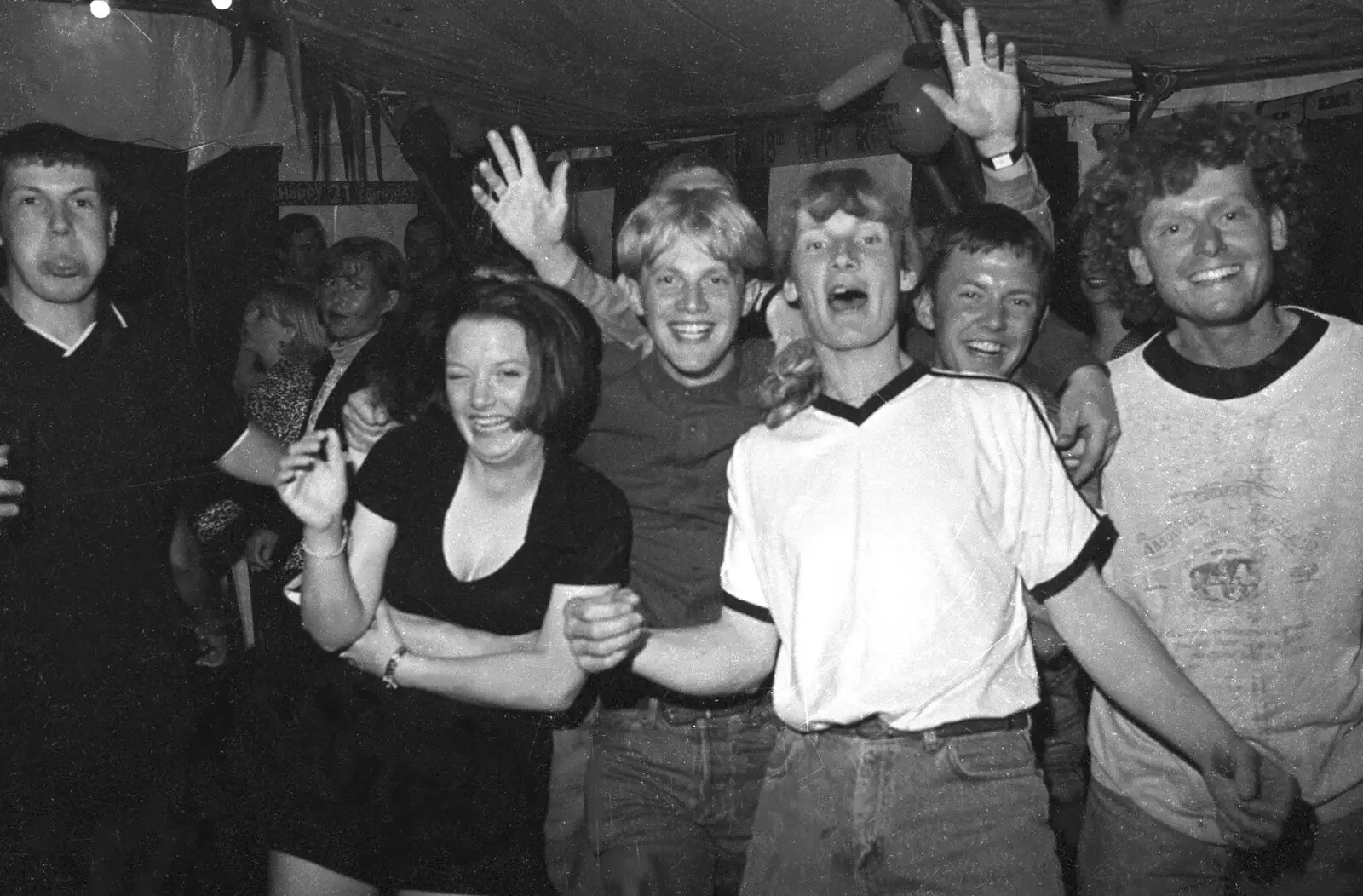 Katherine Moore, Paul, Jimmy, Chris Moore and Wavy, from Lorraine's 18th and Claire's 21st, The Swan Inn, Brome, Suffolk - 11th June 1997