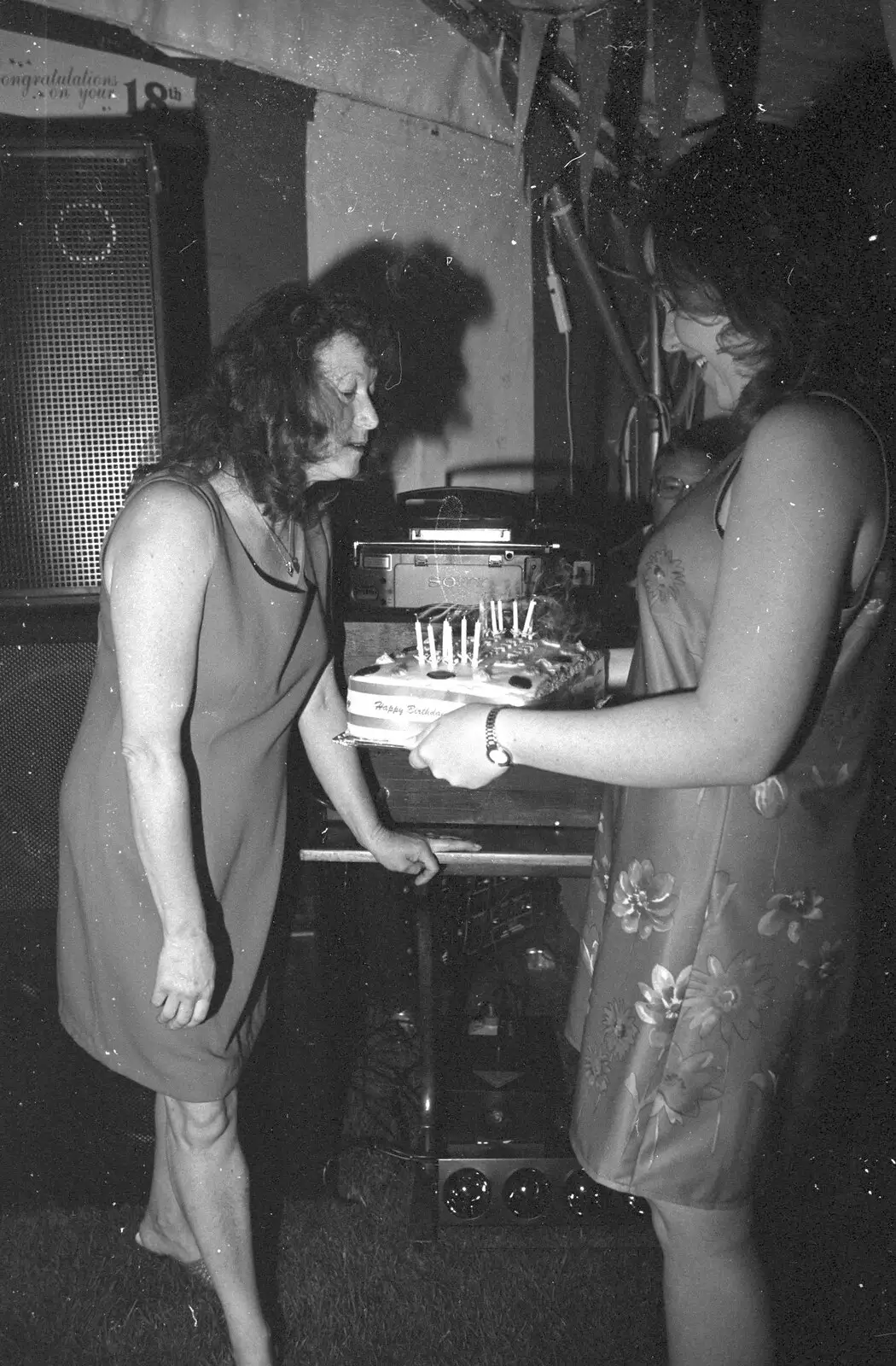 Sylvia checks yet another cake, from Lorraine's 18th and Claire's 21st, The Swan Inn, Brome, Suffolk - 11th June 1997