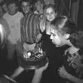 Claire blows out her candles, Lorraine's 18th and Claire's 21st, The Swan Inn, Brome, Suffolk - 11th June 1997