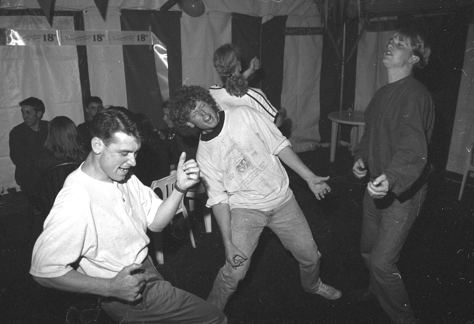 Lorraine's 18th and Claire's 21st, The Swan Inn, Brome, Suffolk - 11th June 1997: Ricey, Wavy and Paul give it some monster air-guitar