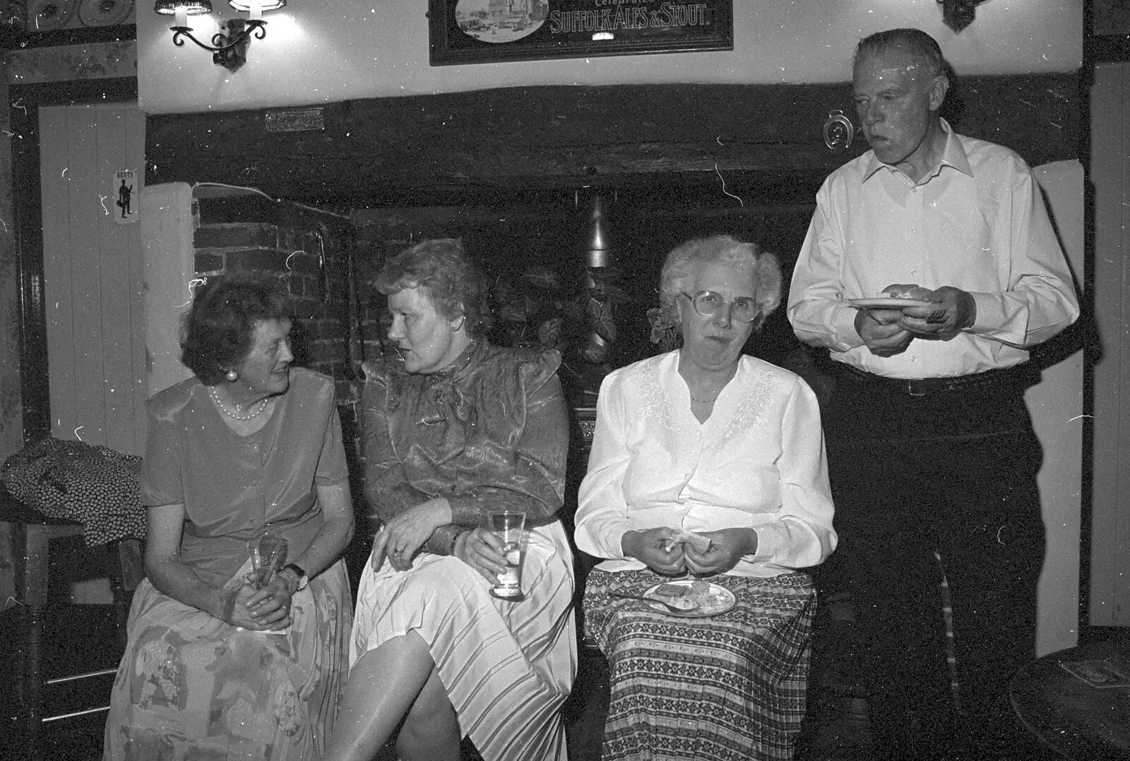 The olds sit by the fireplace, from Lorraine's 18th and Claire's 21st, The Swan Inn, Brome, Suffolk - 11th June 1997