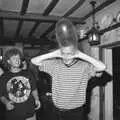 Nosher does the old 'condom-on-head-inflation' thing, Lorraine's 18th and Claire's 21st, The Swan Inn, Brome, Suffolk - 11th June 1997