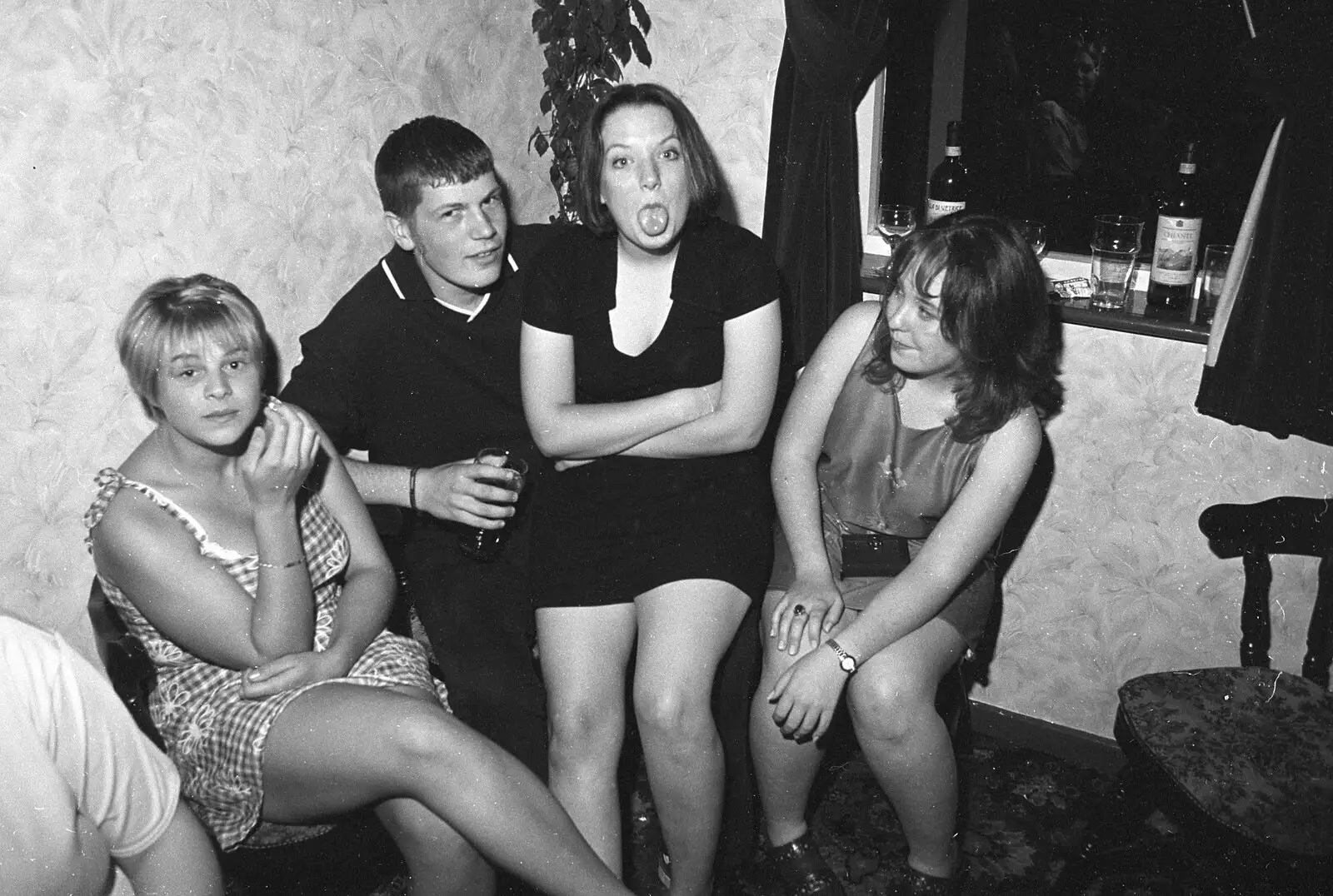 Katherine sticks her tongue out at Nosher again, from Lorraine's 18th and Claire's 21st, The Swan Inn, Brome, Suffolk - 11th June 1997