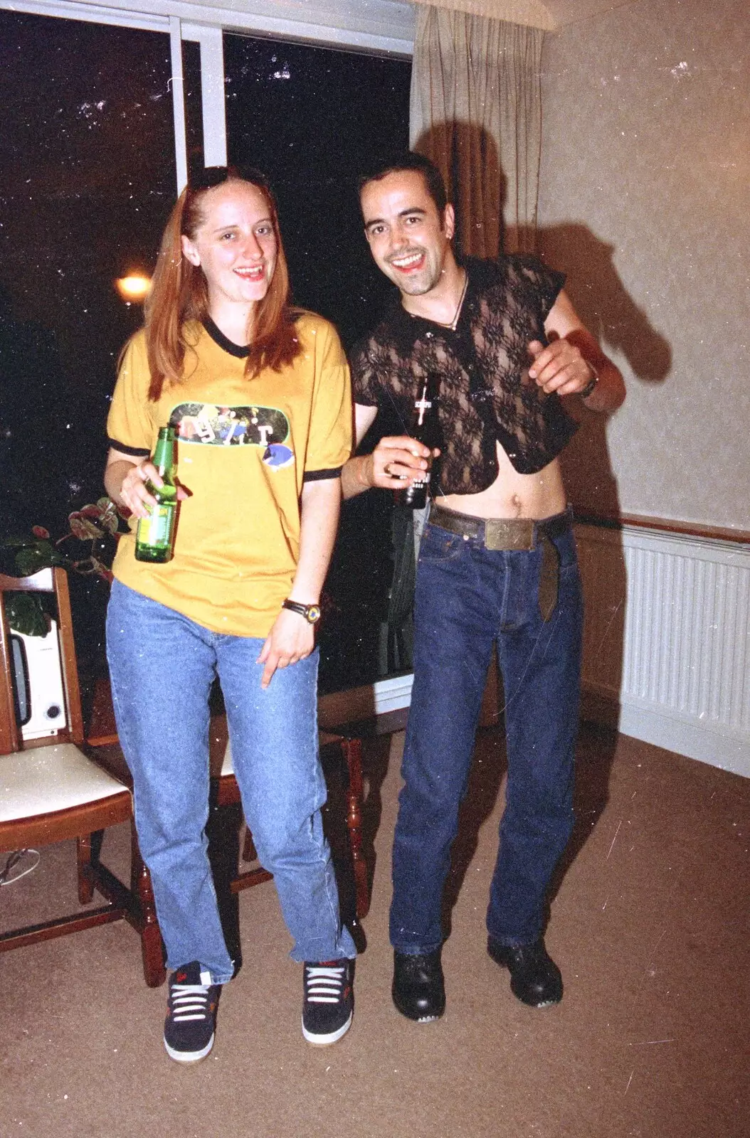 Elen and Trev swap tops, from Andrew's CISU Party and the Radio One Roadshow, Ipswich, Suffolk - 18th June 1997