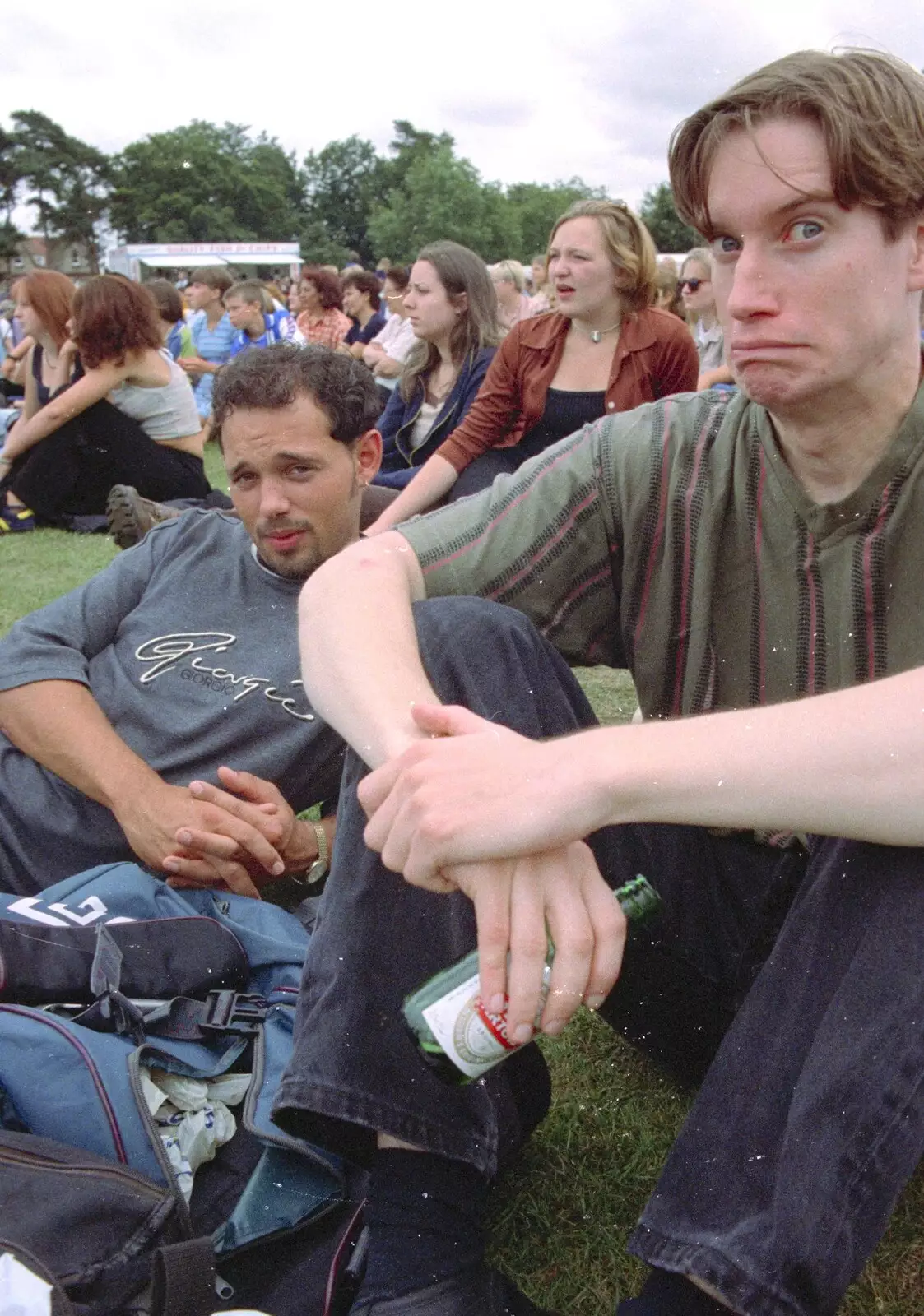 Paul flakes out as other Paul looks worried, from Andrew's CISU Party and the Radio One Roadshow, Ipswich, Suffolk - 18th June 1997