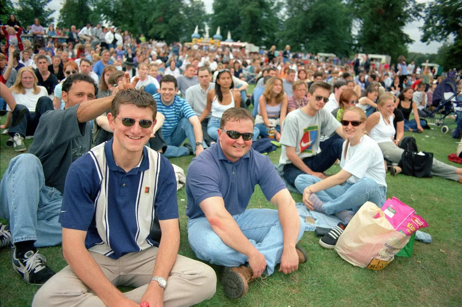 Paul does bunny ears on Jon's head, from Andrew's CISU Party and the Radio One Roadshow, Ipswich, Suffolk - 18th June 1997