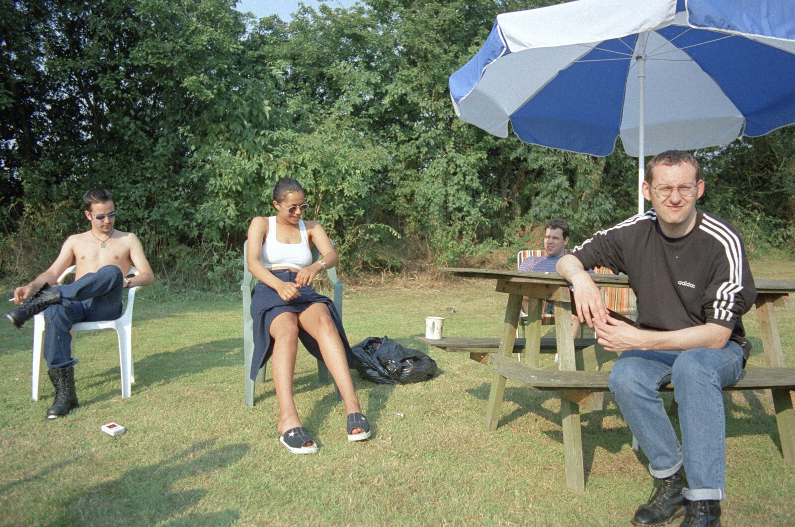 Trev, Natalie, Russell and Dougie relax from Bromestock 1 and a Mortlock Barbeque, Brome and Thrandeston, Suffolk - 24th June 1997