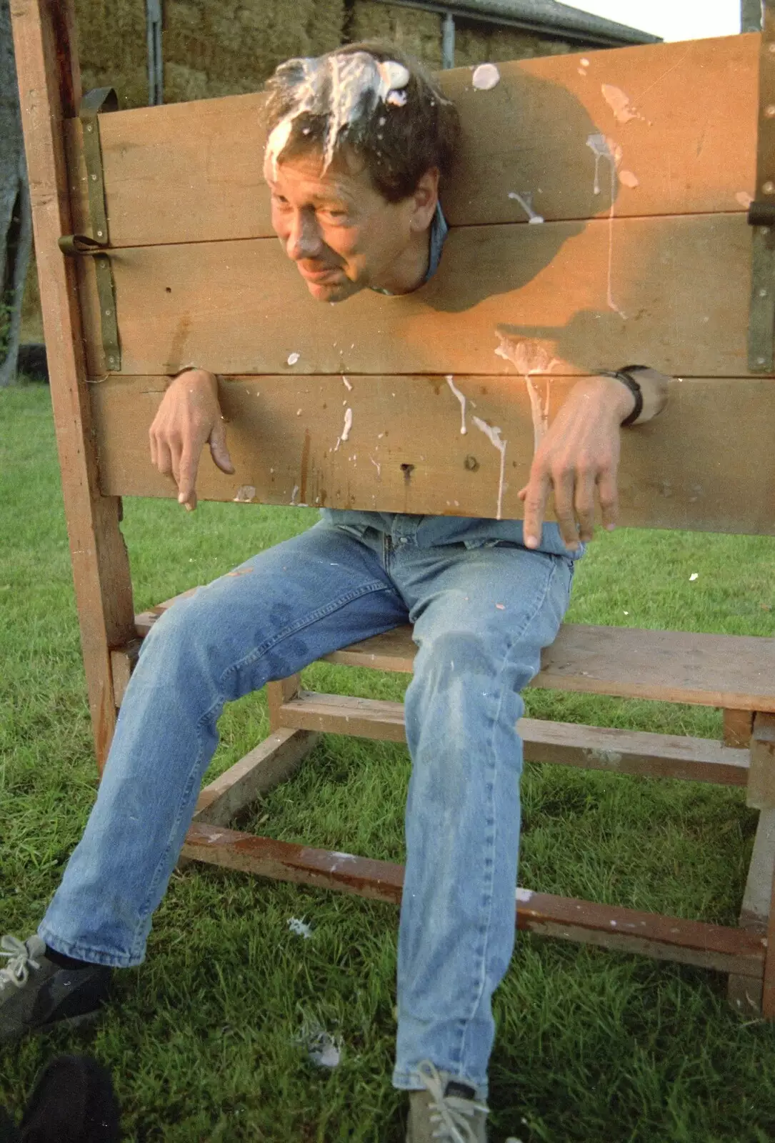 Apple's in the stocks, from Bromestock 1 and a Mortlock Barbeque, Brome and Thrandeston, Suffolk - 24th June 1997