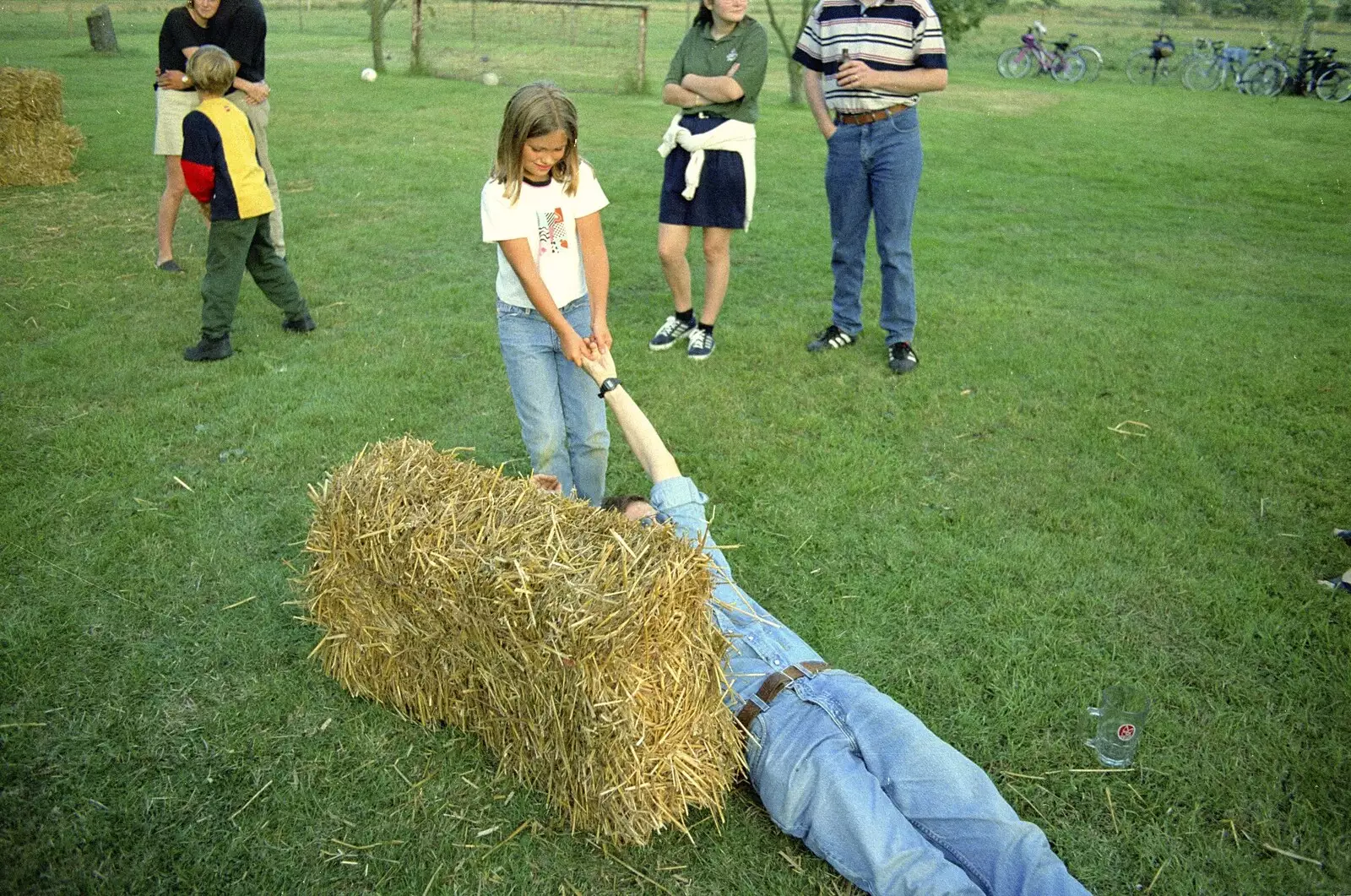 Apple gets dragged around by Anna, from Bromestock 1 and a Mortlock Barbeque, Brome and Thrandeston, Suffolk - 24th June 1997