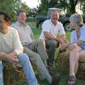 Bromestock 1 and a Mortlock Barbeque, Brome and Thrandeston, Suffolk - 24th June 1997, DH, Peter Allen, Ian C and Spammy sit on bales and chat