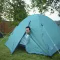 Russell tests his tent out, Bromestock 1 and a Mortlock Barbeque, Brome and Thrandeston, Suffolk - 24th June 1997