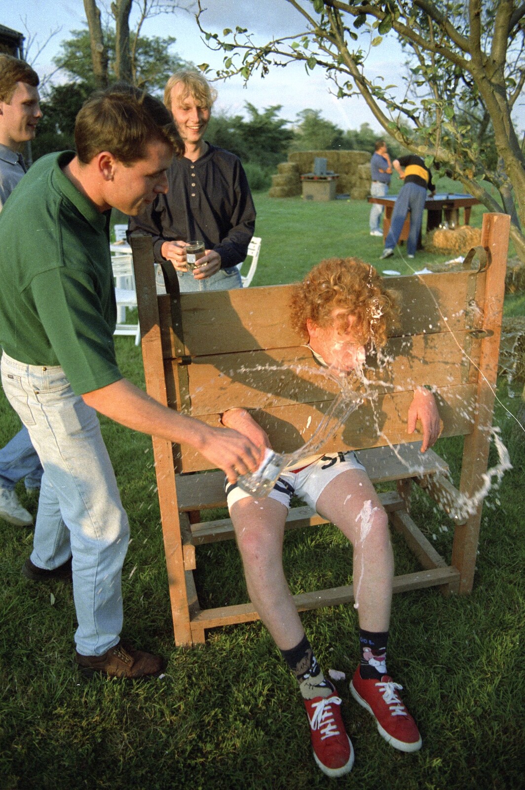 Ricey gets active with some water from Bromestock 1 and a Mortlock Barbeque, Brome and Thrandeston, Suffolk - 24th June 1997