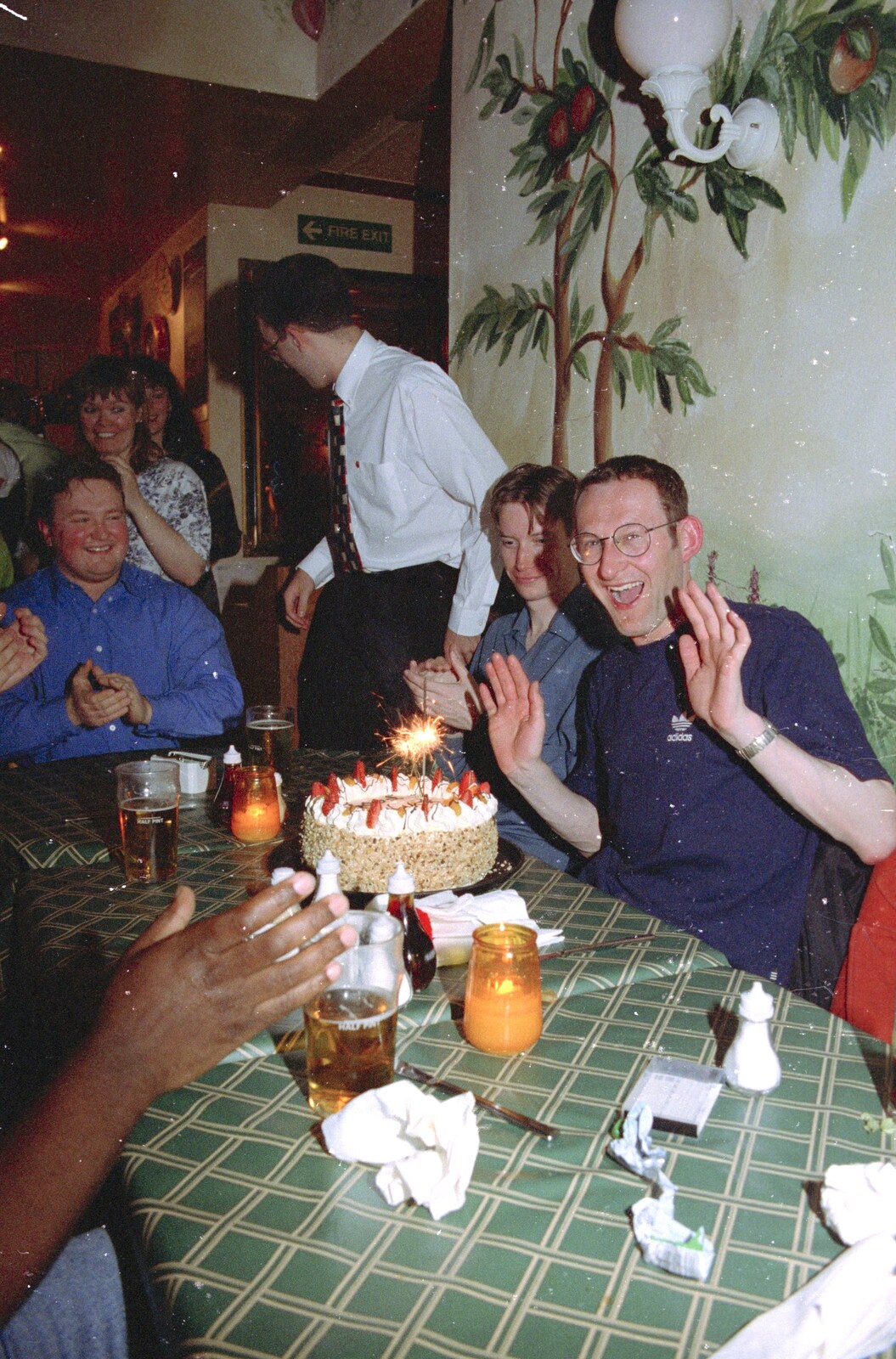 Dougie gets a sparkly birthday cake from Dougie's Birthday and Adrian Leaves CISU, Ipswich, Suffolk - 29th June 1997
